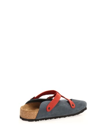 Comfortfusse Leren clogs donkerblauw/rood