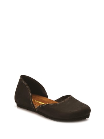 Comfortfusse Leren ballerina's zwart