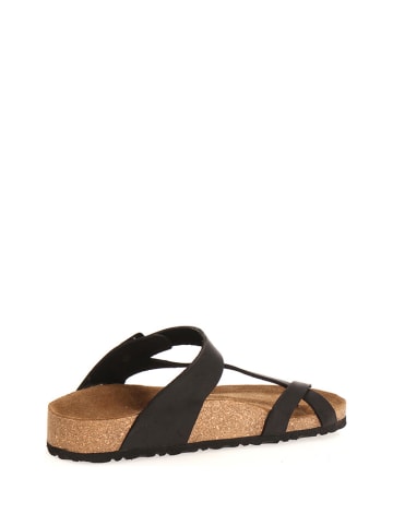 Comfortfusse Leren teenslippers zwart