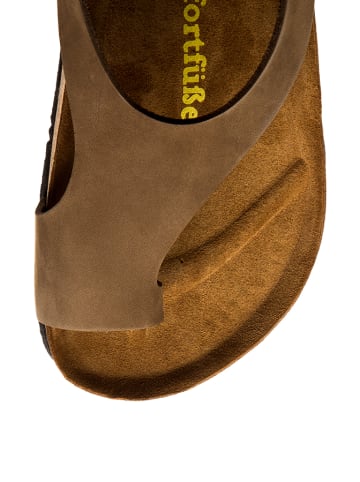 Comfortfusse Leren teensandalen zandkleurig