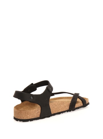 Comfortfusse Leder-Zehensandalen in Schwarz