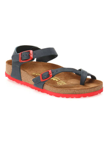 Comfortfusse Leder-Zehensandalen in Dunkelblau