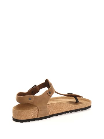 Comfortfusse Leren teensandalen zandkleurig