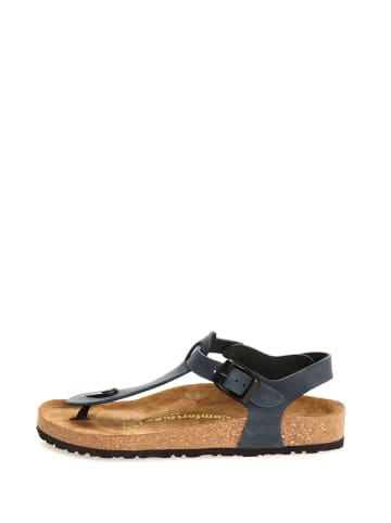 Comfortfusse Leder-Zehensandalen in Dunkelblau
