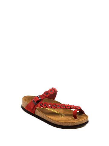 Comfortfusse Leren teenslippers rood