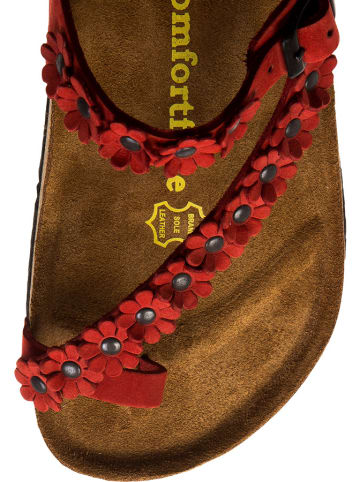 Comfortfusse Leren teenslippers rood