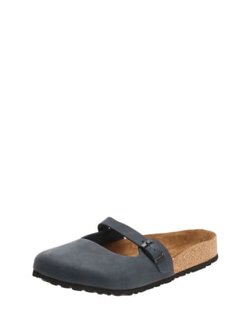 Comfortfusse Leder-Clogs in Dunkelblau