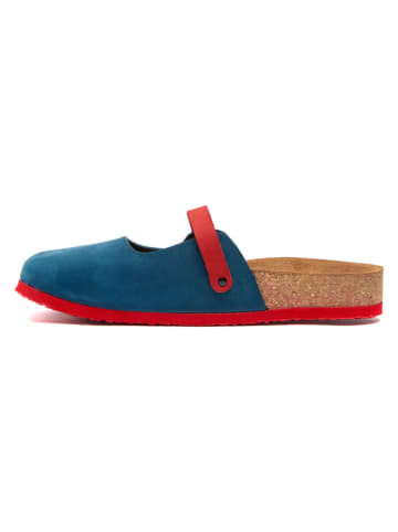 Comfortfusse Leren clogs "Kelly" blauw/rood