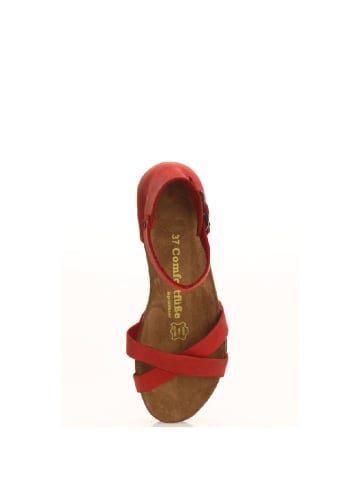 Comfortfusse Leder-Sandalen in Rot