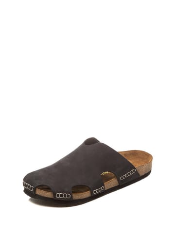 Comfortfusse Leder-Clogs in Schwarz