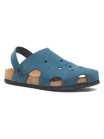 Comfortfusse Leren clogs blauw