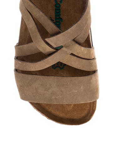 Comfortfusse Leder-Pantoletten in Sand