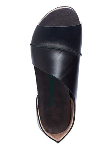 Comfortfusse Leren ballerina's zwart