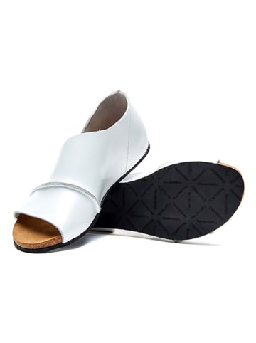 Comfortfusse Leder-Sandalen in Weiß