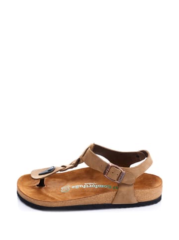 Comfortfusse Leren teensandalen lichtbruin