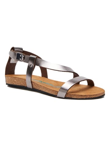 Comfortfusse Leder-Sandalen in Silber