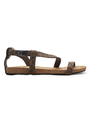 Comfortfusse Leder-Sandalen in Braun/ Schwarz