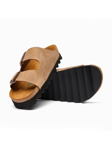 Comfortfusse Leder-Pantoletten "Troy" in Beige