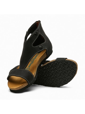 Comfortfusse Leder-Sandalen "Vera" in Schwarz