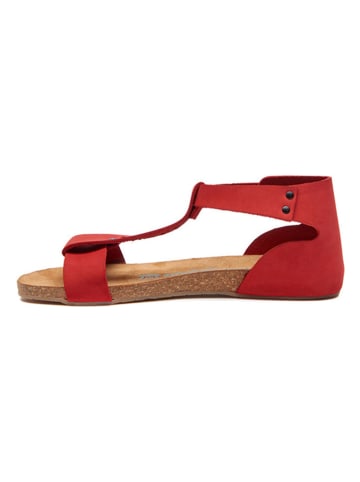 Comfortfusse Leder-Sandalen in Rot