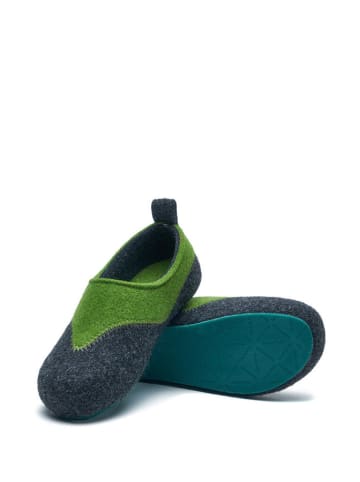 Comfortfusse Pantoffels grijs/groen