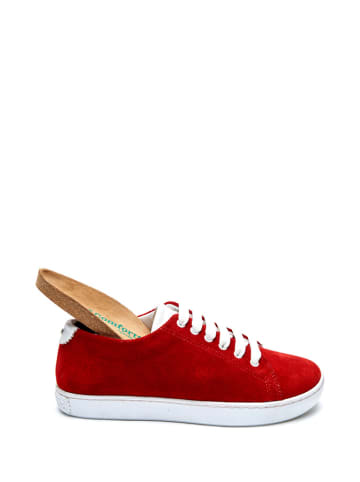 Comfortfusse Leren sneakers rood
