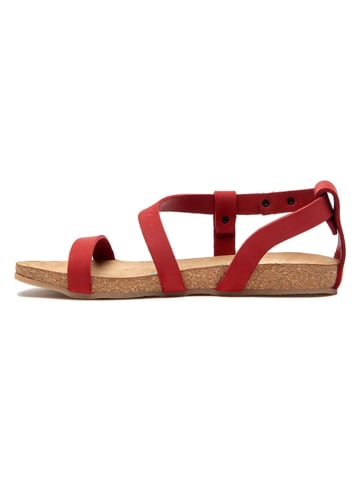Comfortfusse Leren sandalen rood