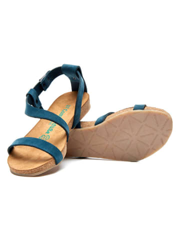 Comfortfusse Leder-Sandalen in Dunkelblau
