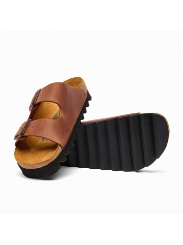 Comfortfusse Leren slippers "Troy" lichtbruin