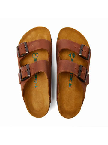 Comfortfusse Leder-Pantoletten "Troy" in Hellbraun