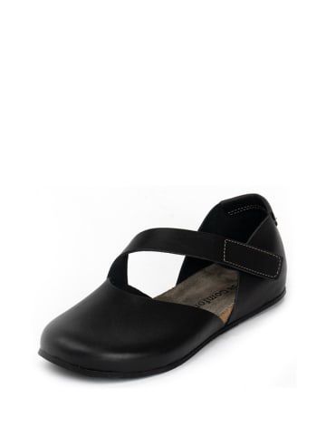 Comfortfusse Leren ballerina's zwart