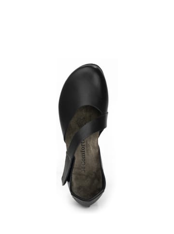 Comfortfusse Leder-Ballerinas in Schwarz