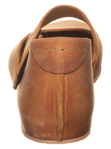 Comfortfusse Leder-Ballerinas in Hellbraun
