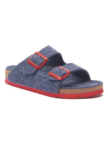 Comfortfusse Wollen slippers rood/donkerblauw