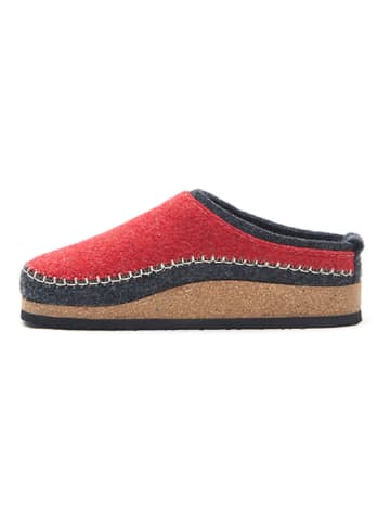 Comfortfusse Wollen pantoffels rood/zwart