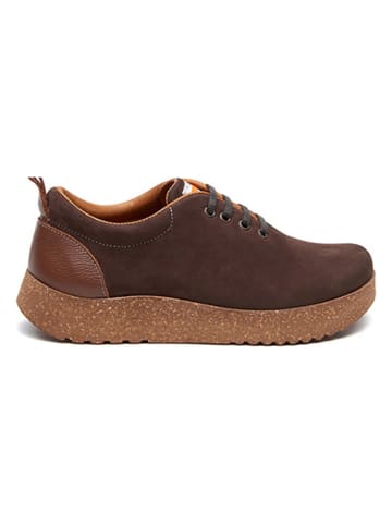 Comfortfusse Leder-Sneakers in Braun