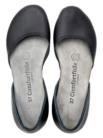 Comfortfusse Leder-Ballerinas in Schwarz