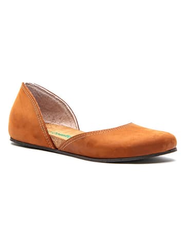Comfortfusse Leder-Ballerinas in Braun