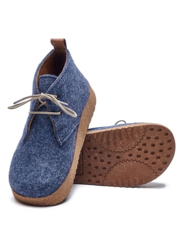 Comfortfusse Wollen veterschoenen donkerblauw