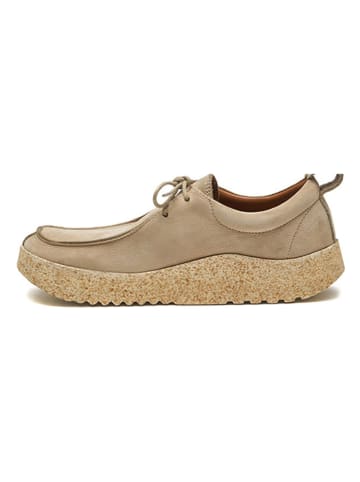 Comfortfusse Leder-Schnürschuhe in Beige