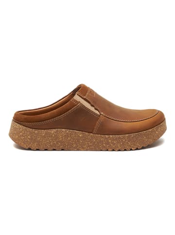 Comfortfusse Leren clogs lichtbruin