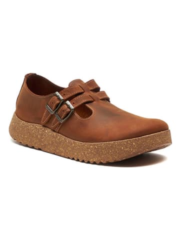 Comfortfusse Skórzane slippersy w kolorze jasnobrązowym