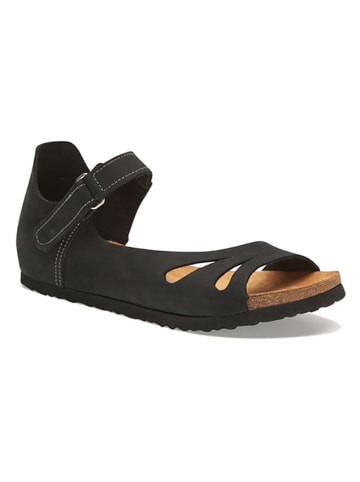 Comfortfusse Leder-Sandalen in Anthrazit