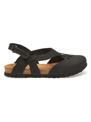 Comfortfusse Leder-Halbsandalen in Anthrazit