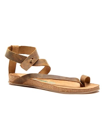 Comfortfusse Leren teensandalen lichtbruin
