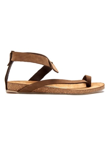 Comfortfusse Leder-Zehensandalen in Sand