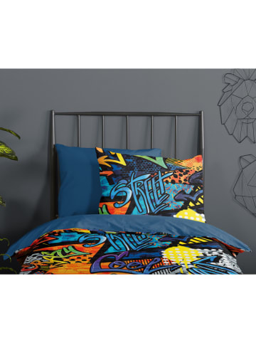 Pure Microvezel beddengoedset "Jeff" donkerblauw/rood