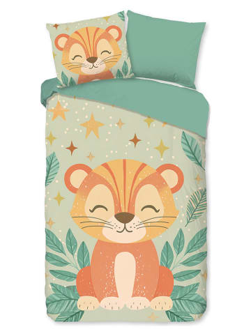 Pure Microvezel beddengoedset "Thijn" turquoise/oranje