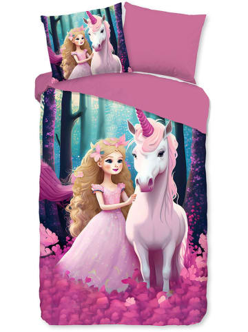 Pure Komplet pościeli "Julia" w kolorze miętowo-jasnoróżowym z mikrofibry