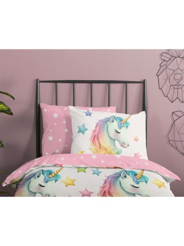 Pure Komplet pościeli "Fancy" w kolorze biało-jasnoróżowym z mikrofibry